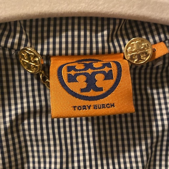 Tory Burch women’s size 0 Lightweifht  Striped blue/white check Jacket - Picture 2 of 9